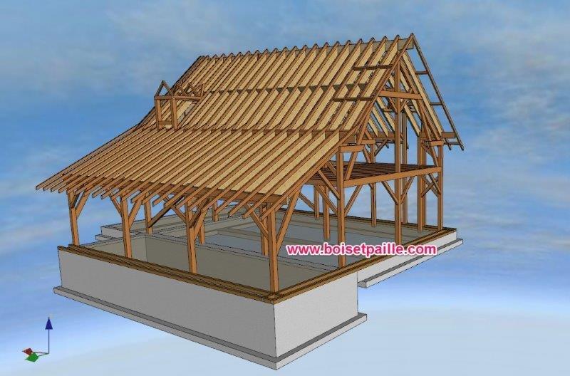 Maison en paille, avec sa couverture ardoise (49)